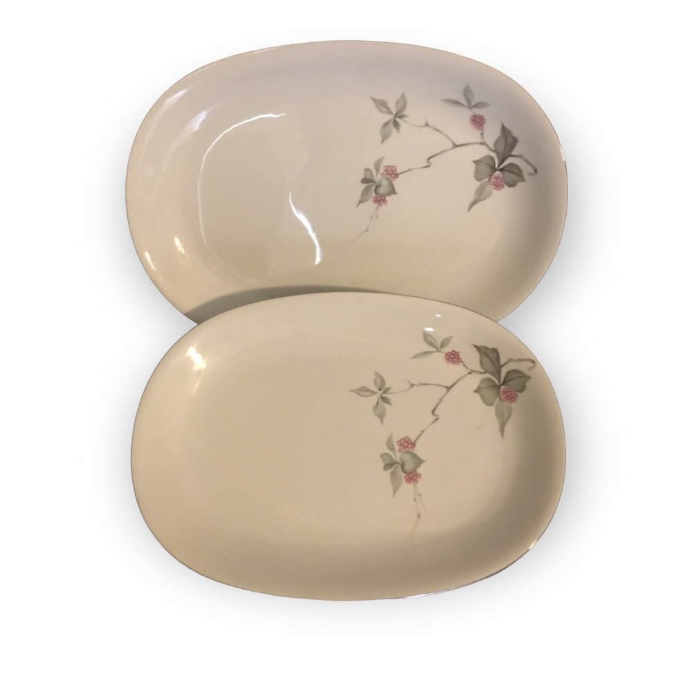 Vintage KPM Krister Mark Germany Silver Trim Floral Platters / 710 7 / Set of 2